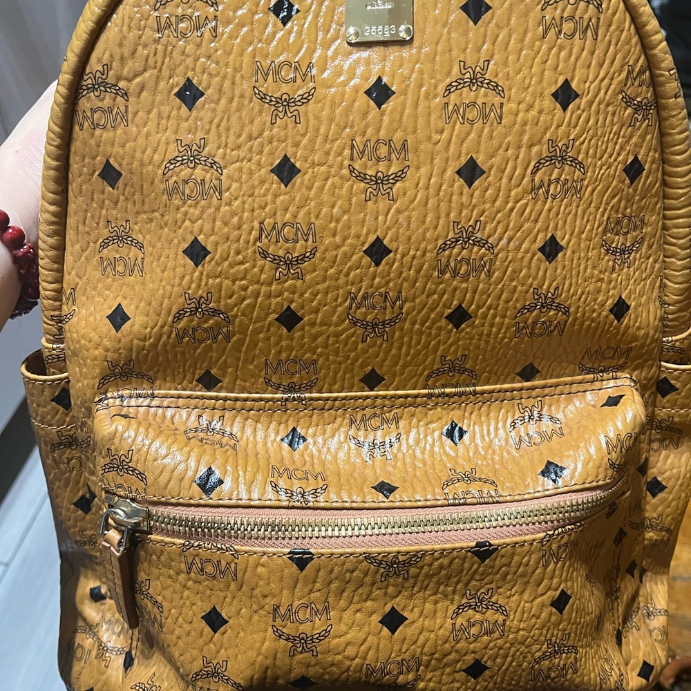 MCM Cognac Visetos Medium Backpack
